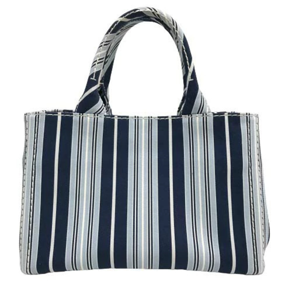 Prada Canapa Stamperta Azzurro Shoulder Bag Handbag Tote Crossbody Striped Blue - Picture 4 of 10